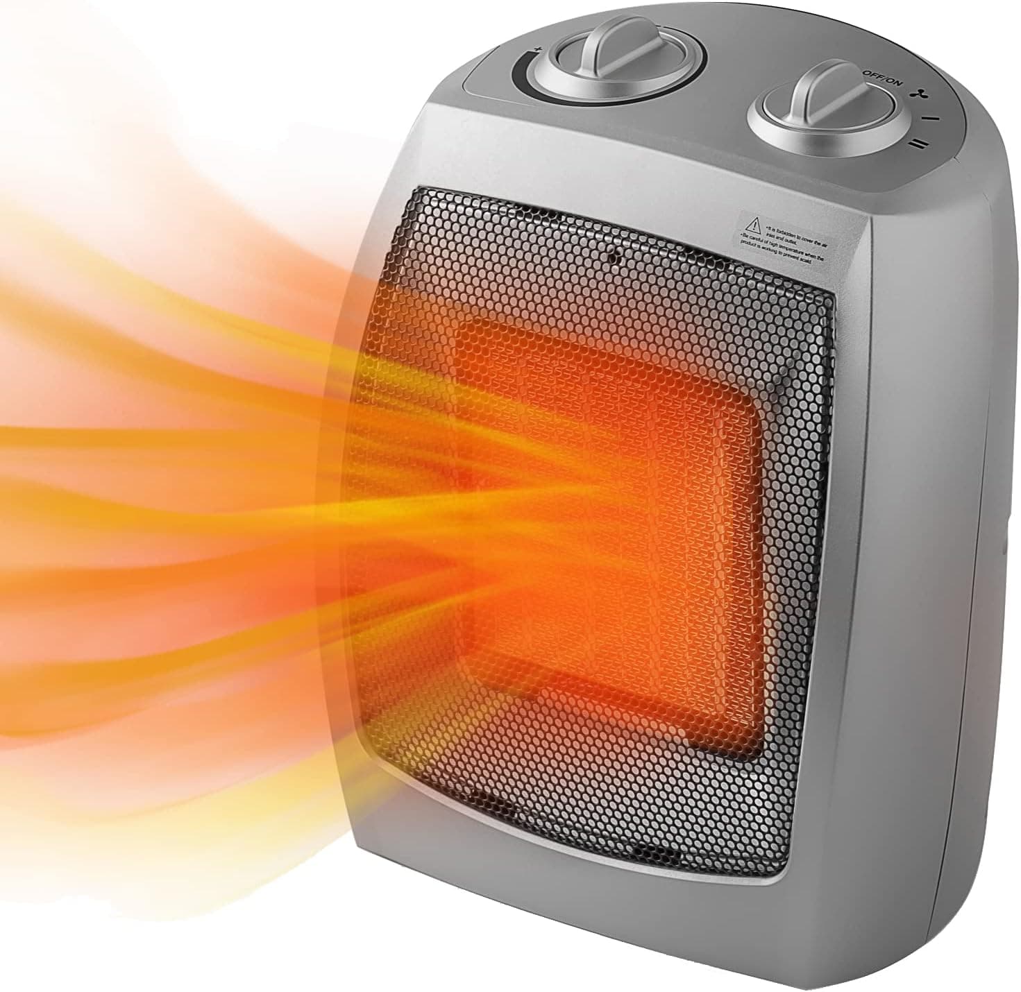 Space Heaters for Indoor Use, Portable Electric Space Heater, PTC Ceramic Tower Heater, Small Room Office Desk Space Heater for Bedroom, Quiet & 3 Modes & Over Temp-Protection (Silver, 800/1200W)