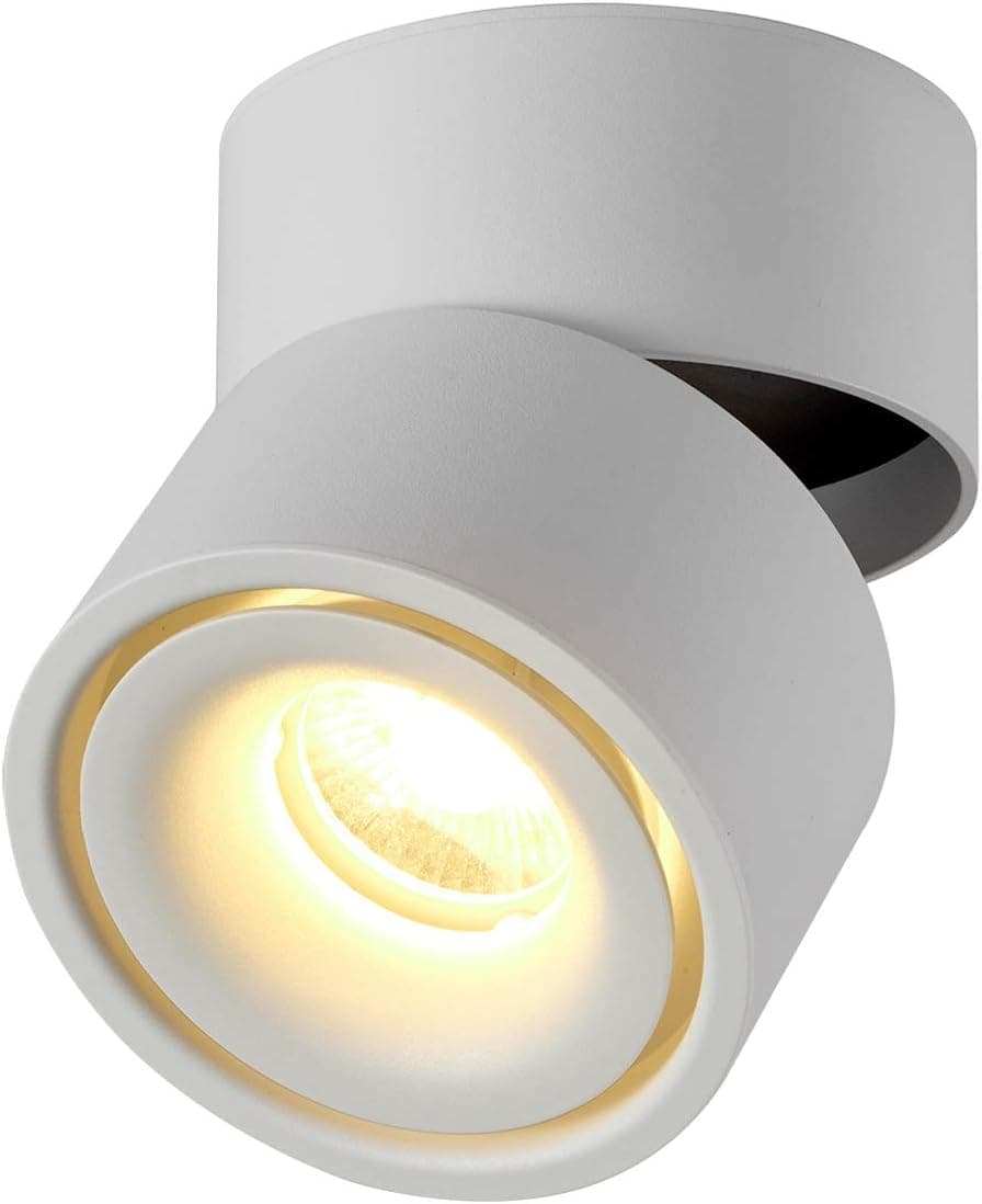 TOPMO 10W Indoor LED Ceiling Spotlight Fixture Surface Mounted Accent Spot Light Adjustable Wall Spot Lighting,10X10CM, Not Dimmable,Aluminum Wall Lamp or Spot Light (White-Warm White)