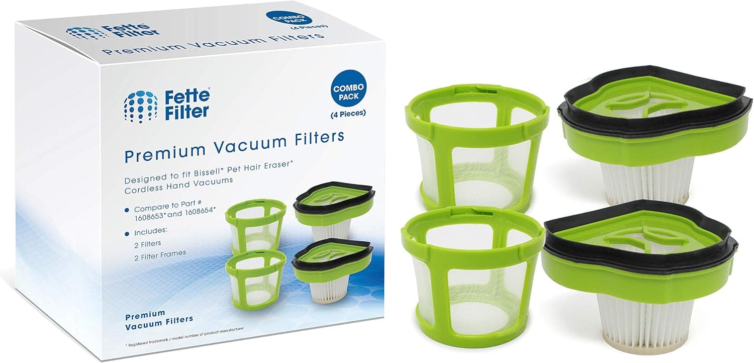 Fette Filter - Vacuum Filter Compatible with Bissell Pet Hair Eraser Hand Vac. Compare to Part # 1608653 & 1608654, 160-8653 & 160-8654 (Pack of 2)