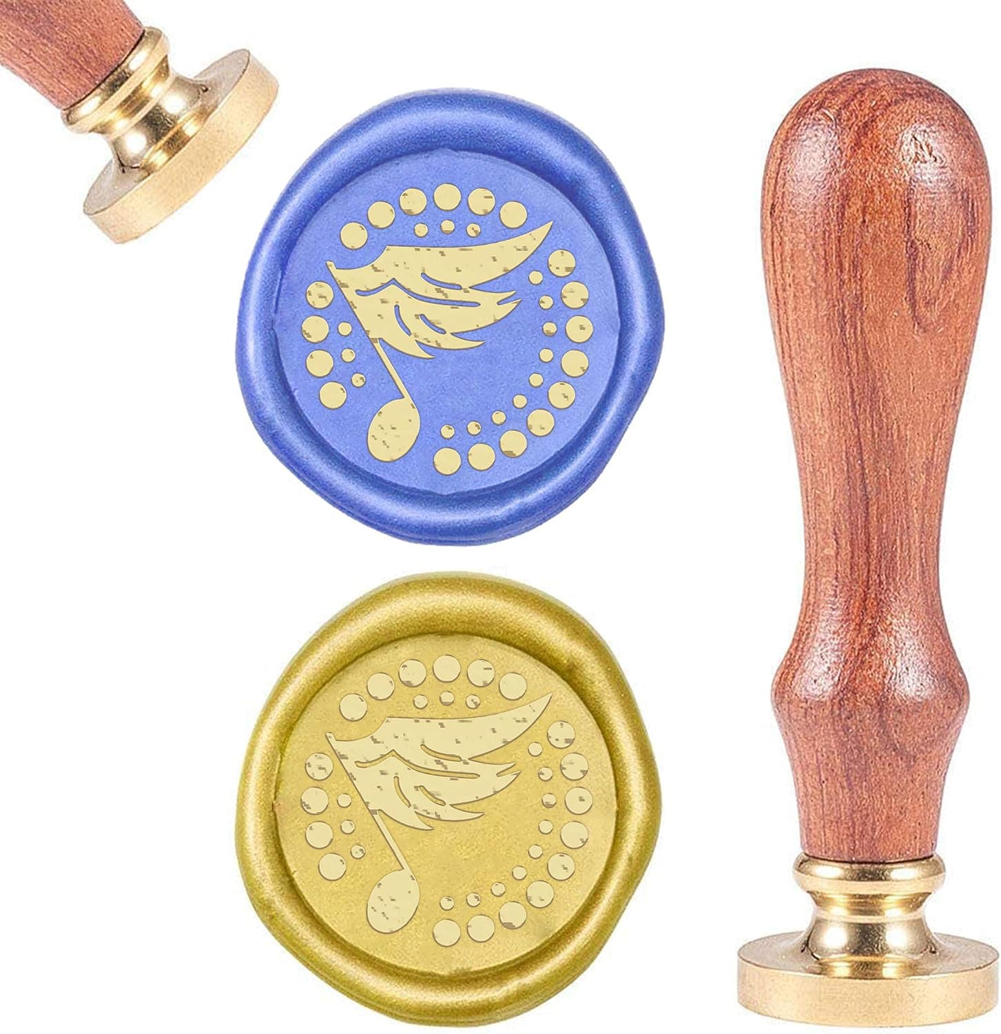 CRASPIRE Wax Seal Stamp Musical Note with Wing, Vintage Wax Sealing Stamps Music Retro Wood Stamp Removable Brass Head 25mm for Envelopes Invitations Embellishment Bottle Decoration