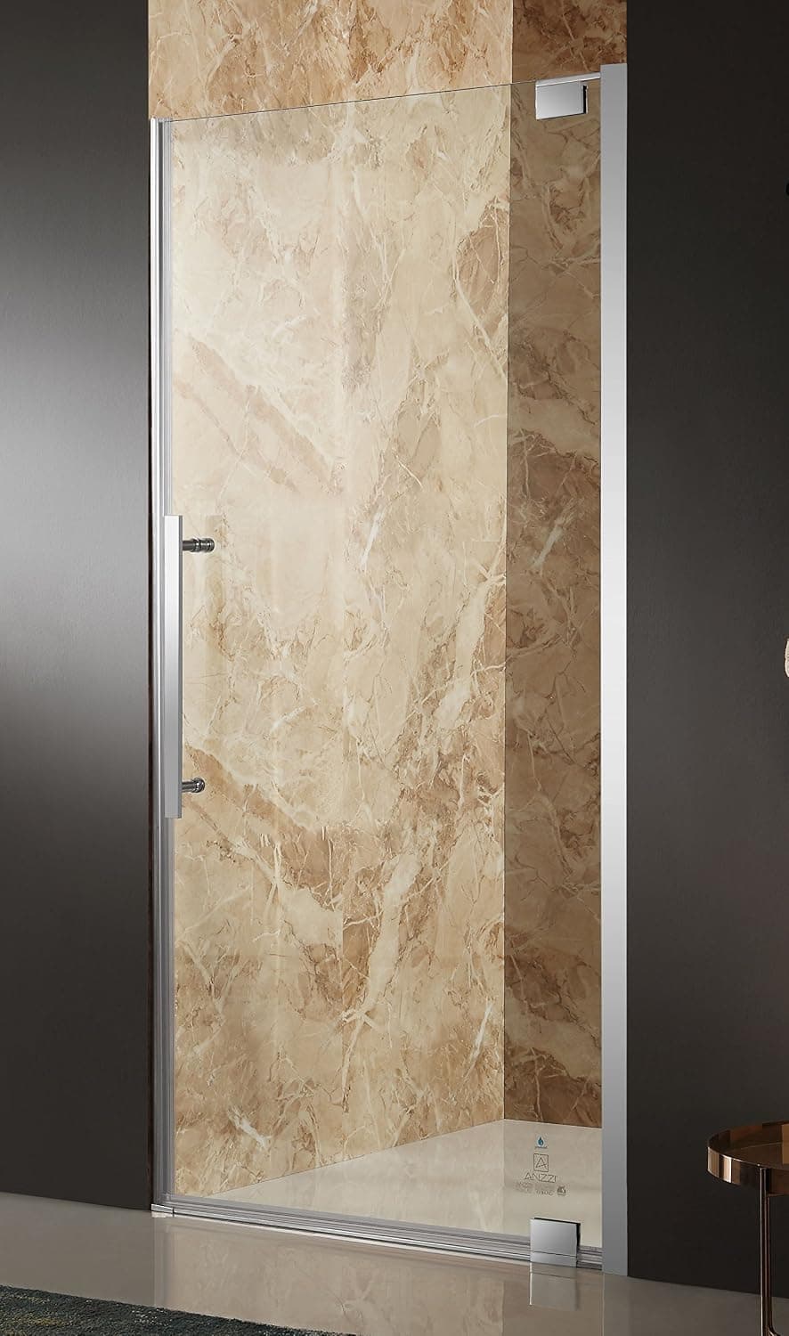 Bishop 36 in. x 72 in. Semi-Frameless Pivot Shower Door in Polished Chrome with Handle