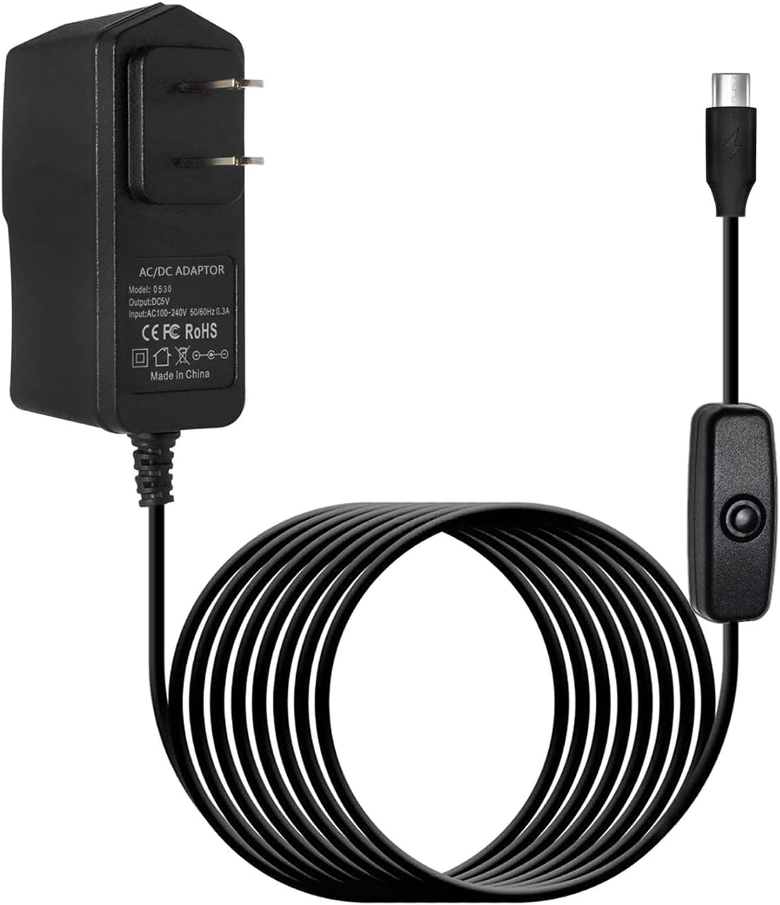 FEIYIU 5V 3A USB-C Power Supply Adapter Charger Compatible with for Raspberry Pi 4 with ON/Off Switch Compatible with Raspberry Pi 4