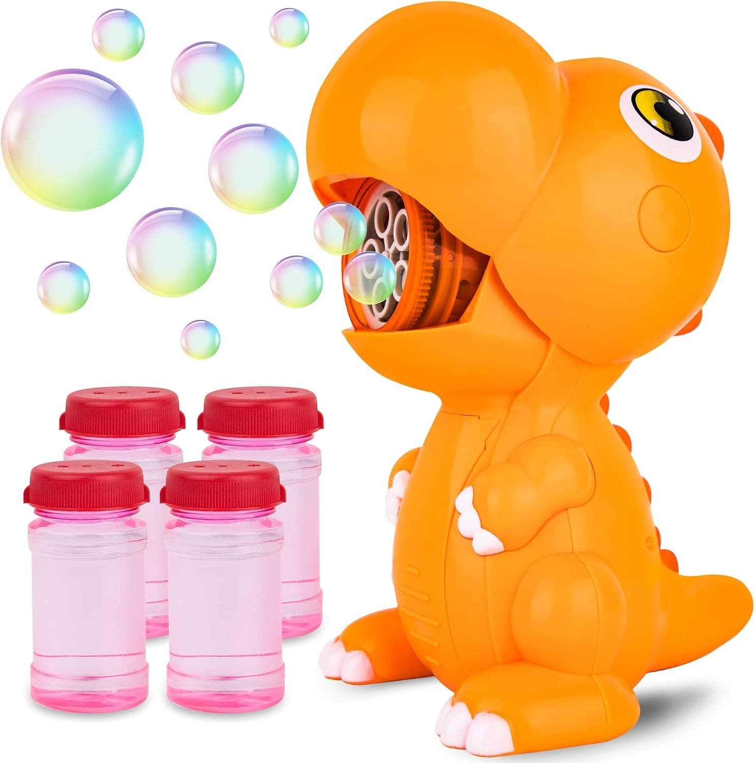 Bubble Machine, Dinosaur Bubble Blower, 2000+ Bubbles Per Minute, Automatic Bubble Toys for Kids Toddler with 4 Bottles of Bubble Solution, Dinosaur Toys Summer Toys for Parties Outdoor Indoor