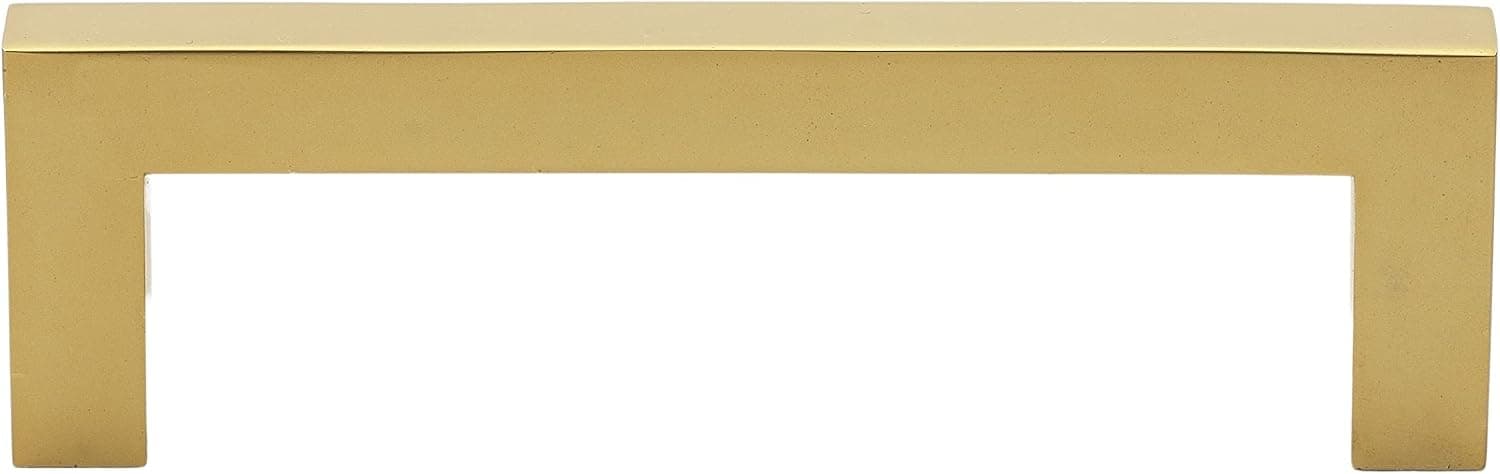 GlideRite Brass Gold Solid Square Cabinet Bar Pull, 3-3/4 in. Center