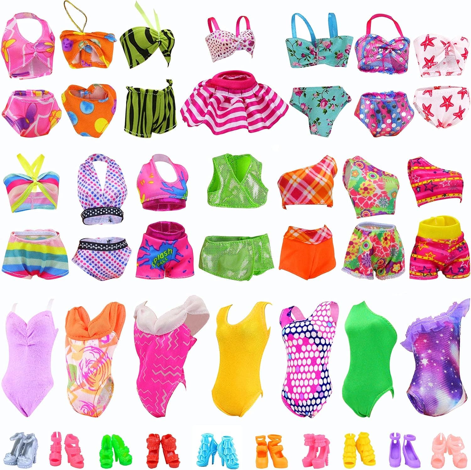 ZITA ELEMENT 10 Sets Bikini Swimwear Swimsuits Clothes and 10 Shoes for 11.5 Inch Girl Doll Fashion Handmade Beach Outfits