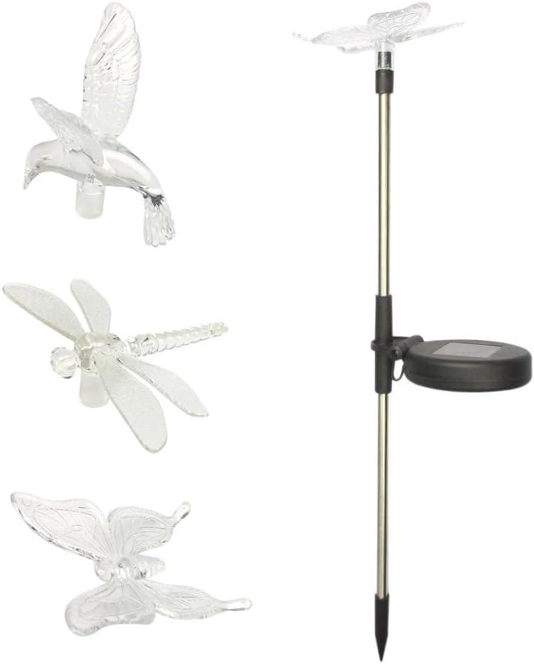 Yochea Solar Powered Outdoor Hummingbird, Butterfly & Dragonfly Solar Garden Stake Light for Garden Decorations and Flower Bed