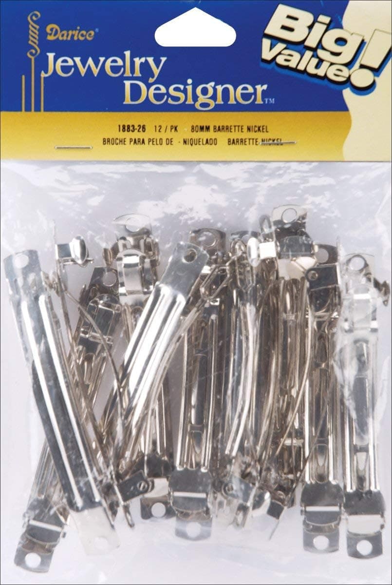 Darice Barrettes 80mm 12/Pkg-Nickel