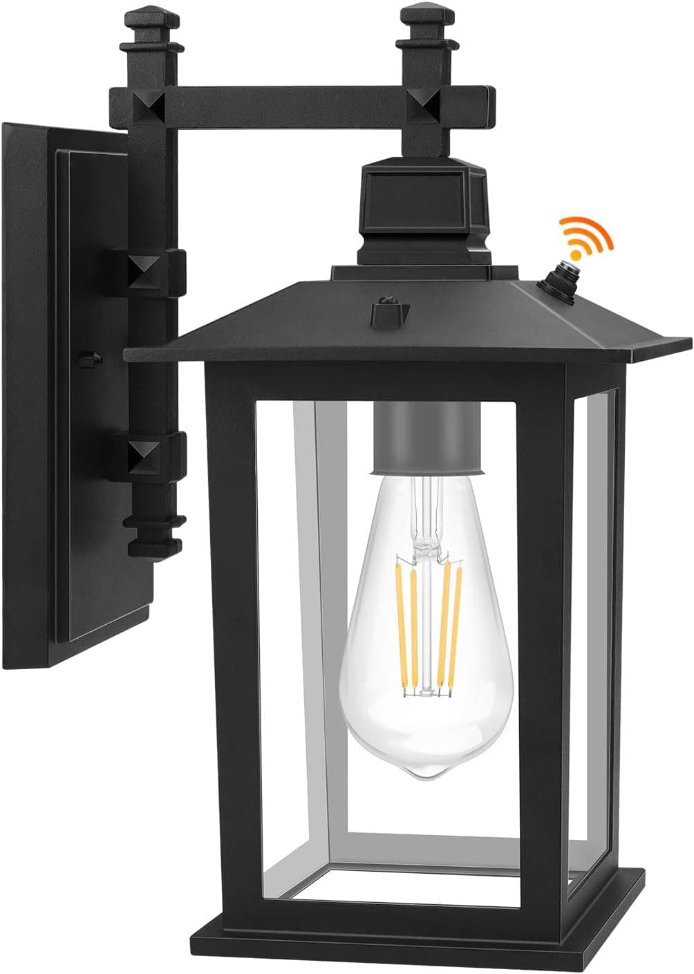 Outdoor Wall Lantern, Dusk to Dawn Sensor Outdoor Wall Light, Exterior Outdoor Wall Sconce, Anti-Rust Waterproof Matte Black Porch Light with Clear Glass for Doorway, Porch, Garage. LED Bulb Included