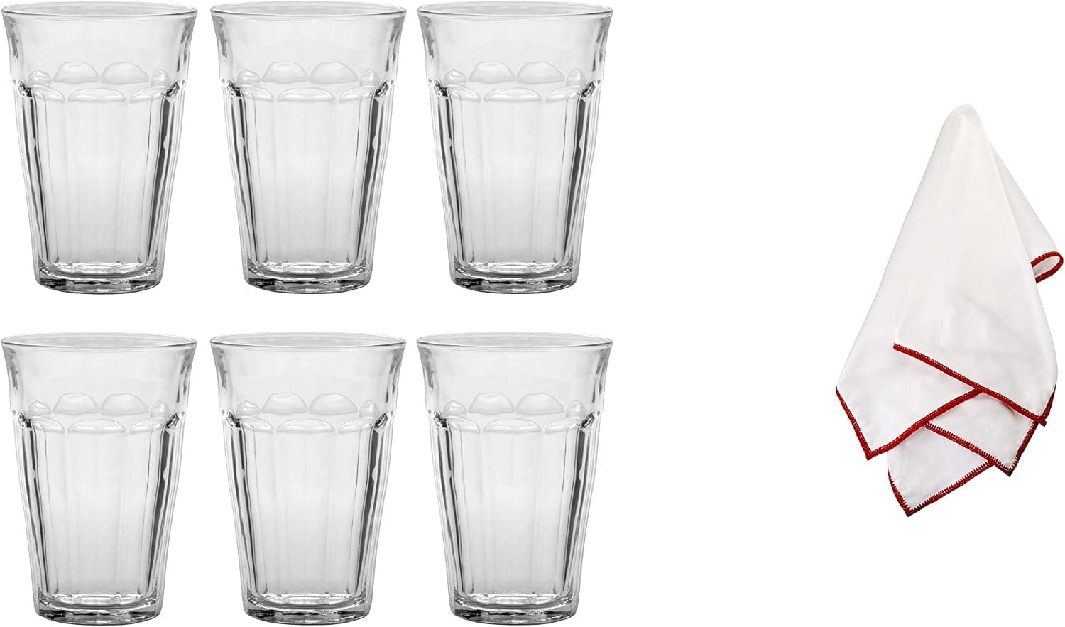 Duralex Picardie Glass Tumblers with a Polishing Cloth (12 Ounces)