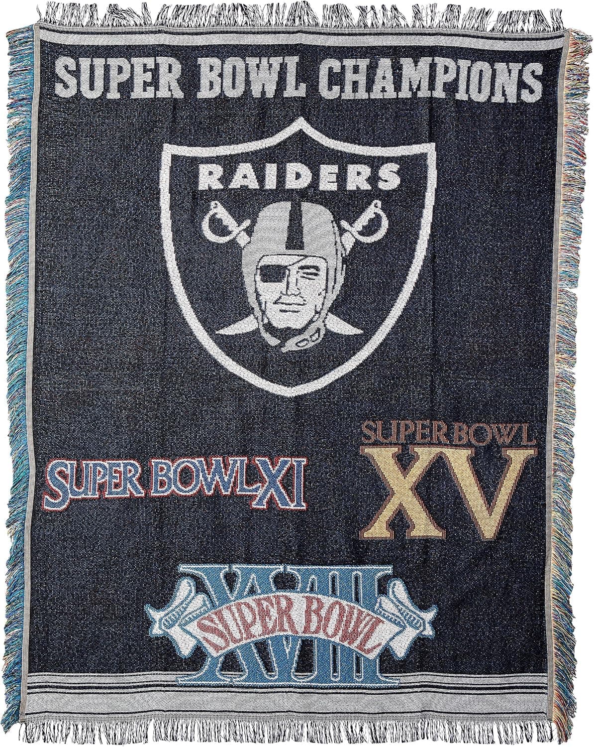 Northwest NFL Las Vegas Raiders Unisex-Adult Woven Tapestry Throw Blanket, 48" x 60", Commemorative