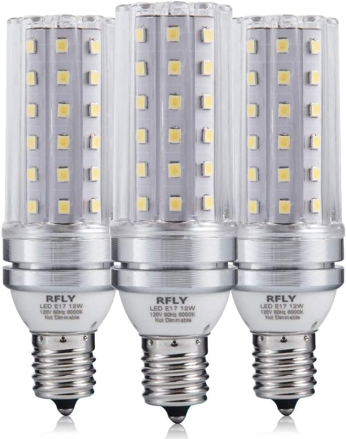 E17 LED Bulbs, 12W LED Candelabra Bulb 100 Watt Equivalent, 1200lm, Decorative Candle Base E17 Non-Dimmable LED Chandelier Bulbs, Cool White 6000K LED Corn Lamp, Pack of 3