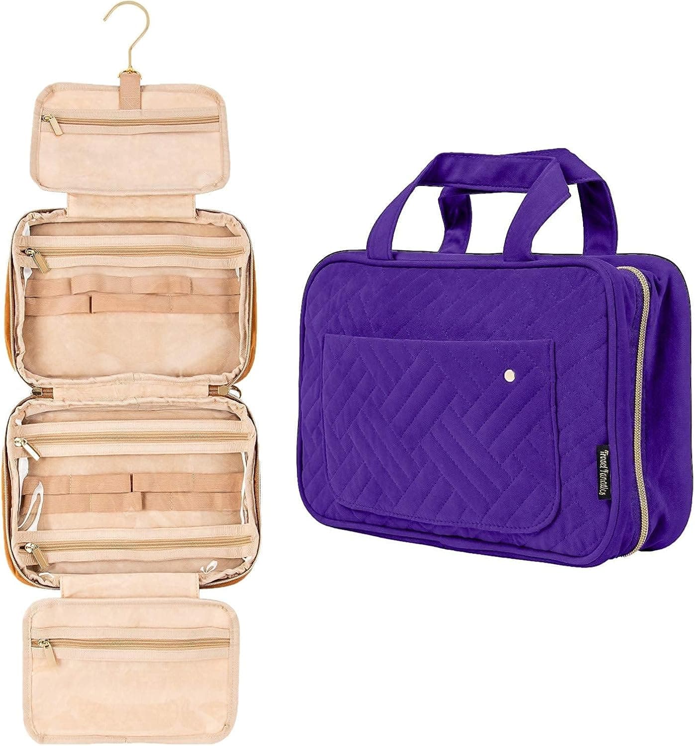 Travel Fanatics Hanging Toiletry Bag for Women, Hanging Makeup Bag, Travel Bags For Women, TSA Toiletry Bag - Purple