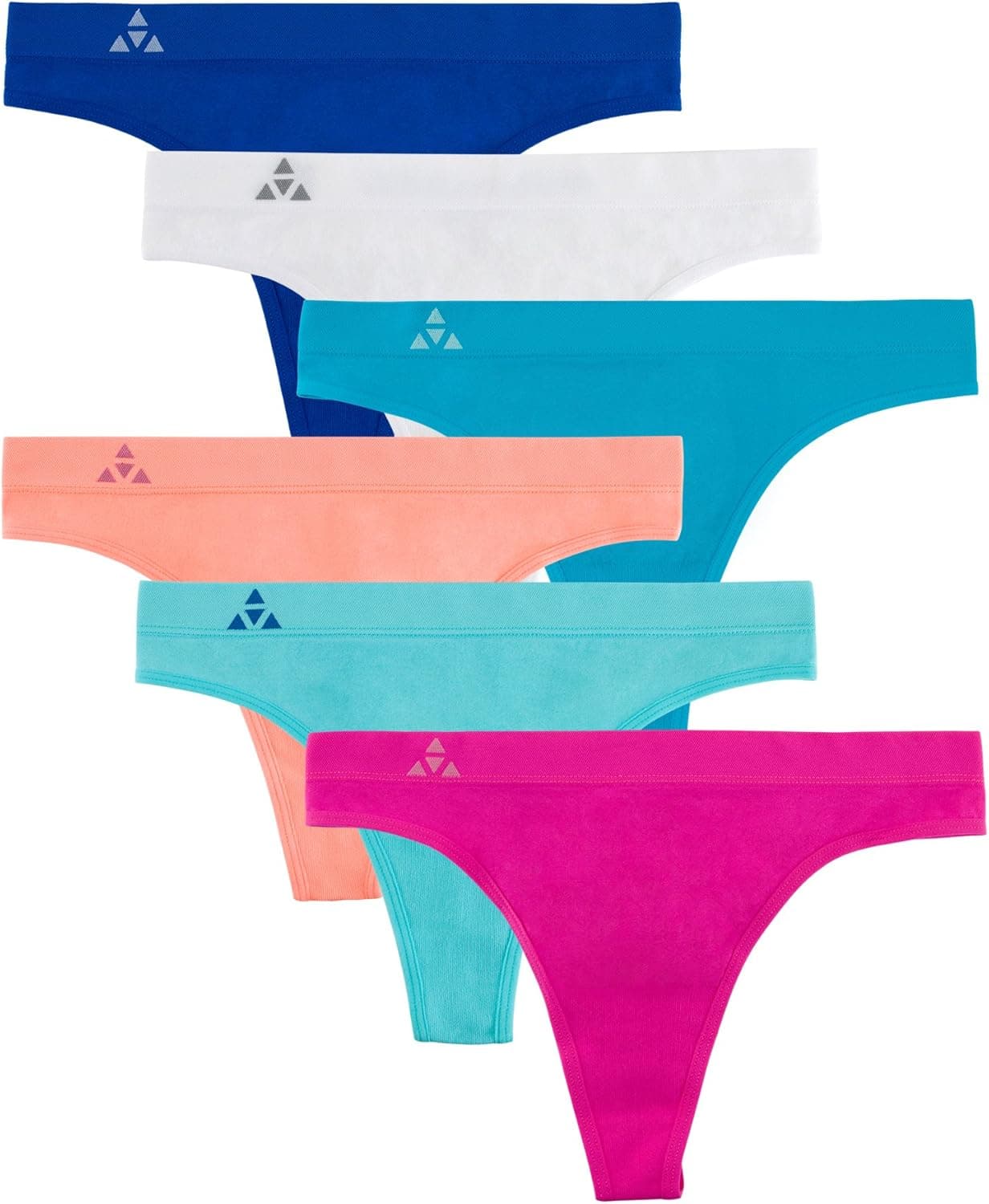 Balanced Tech Women's 6-Pack Quick Dry Breathable Seamless Thong Panties Underwear