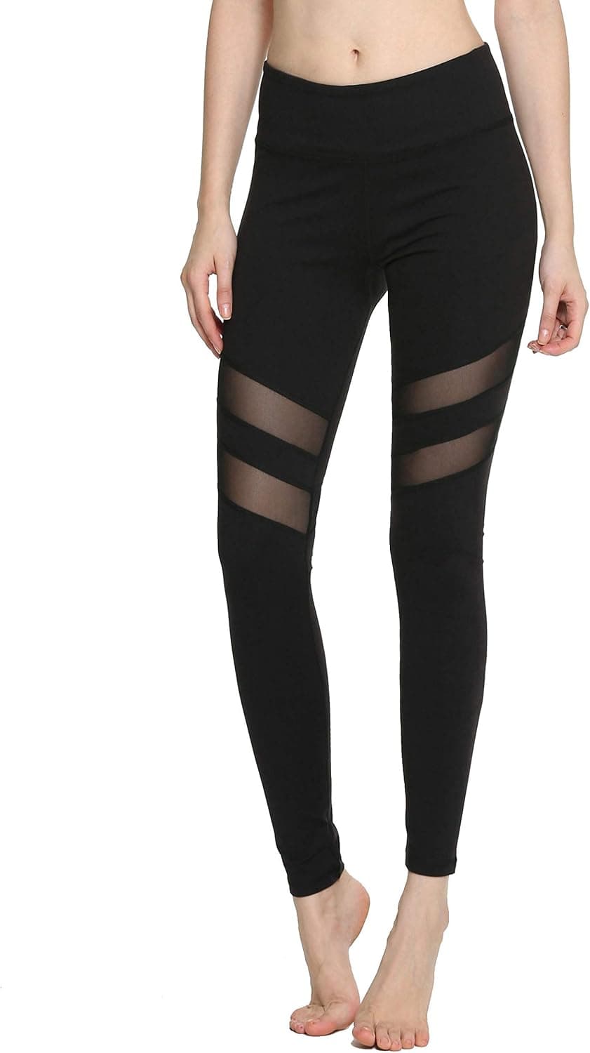 Heat Move Women Capri Yoga Pants with Pocket Mesh Crisscross Strappy Leggings