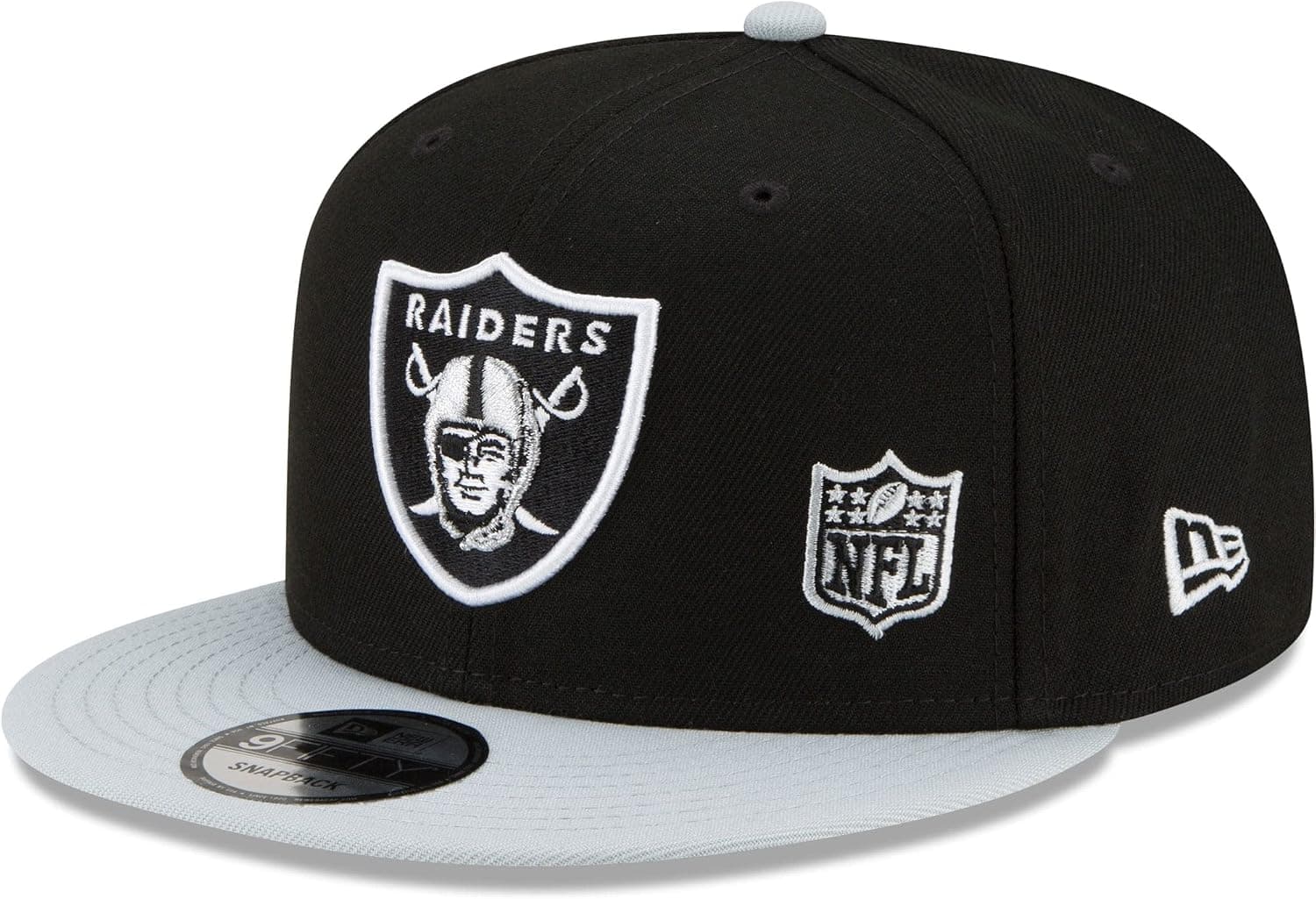 New Era Men's Black/Silver Las Vegas Raiders Blackletter Arch 9FIFTY Snapback Hat
