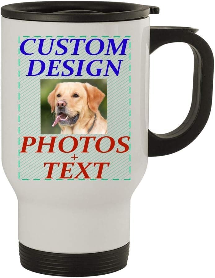 Custom Printed 14oz Stainless Steel Travel Mug Cup CP06, White