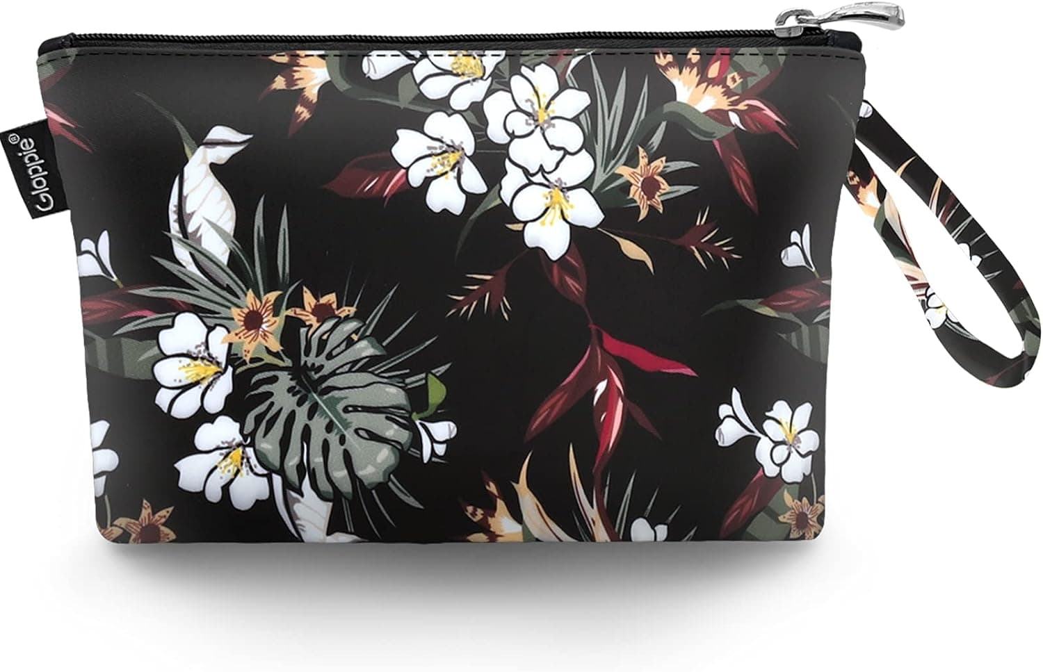 Makeup Bag Travel Make up Bags for Women Cosmetic Bag Small Zipper Makeup Pouch White Flower