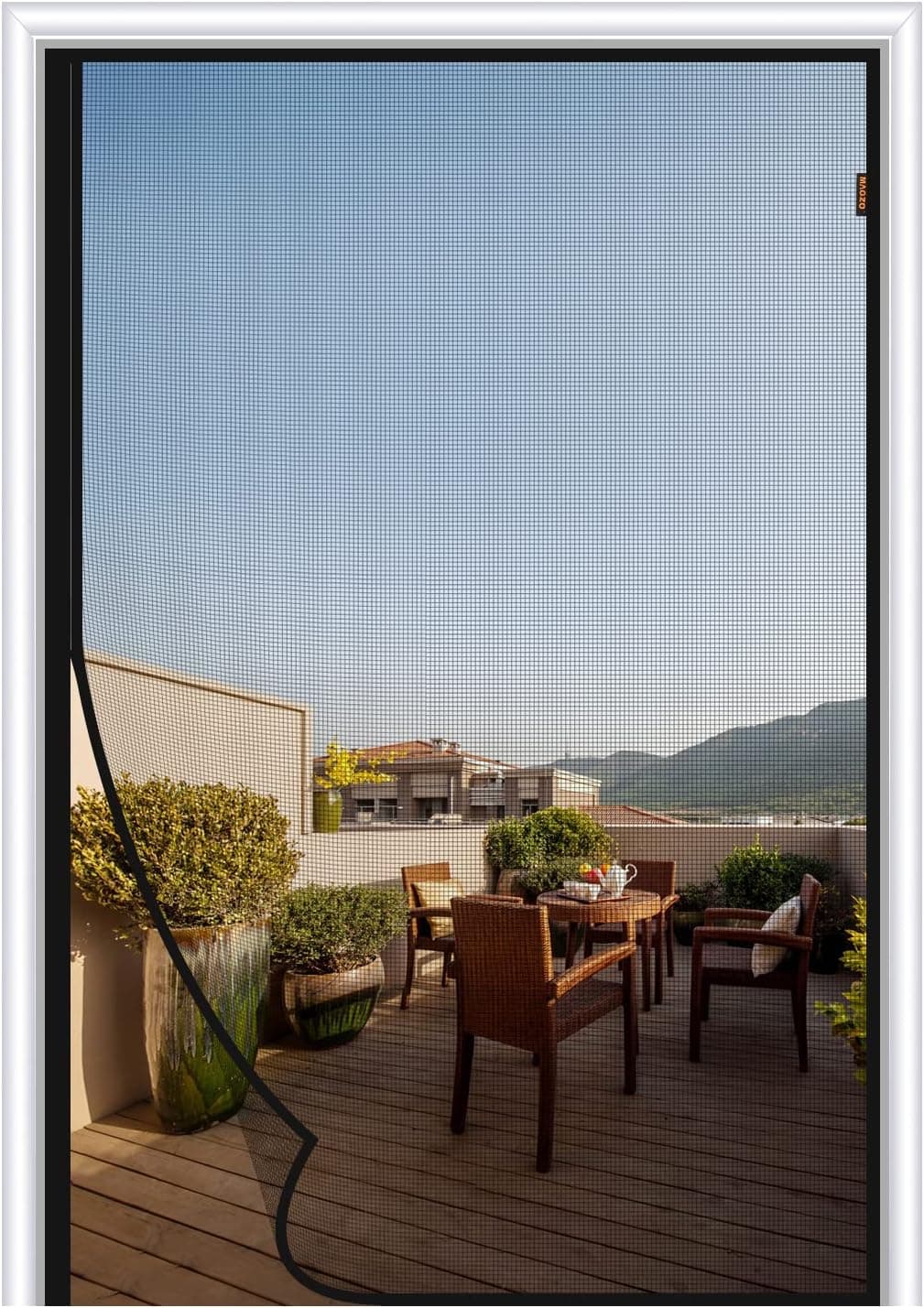 MAGZO Magnetic Screen Door Fits Door Size 38 x 82 Inches, Screen Size 40 x 83 Inch Reinforced Side Opening Mesh Curtain Polyester Heavy Duty Screen with Full Frame Hook&Loop-Black