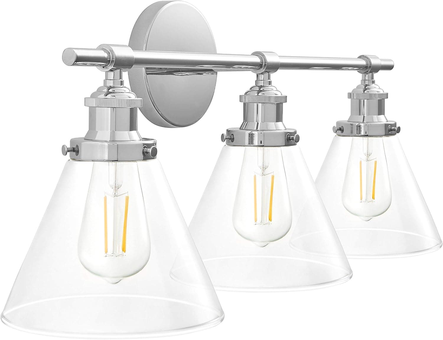 Linea di Liara Tenesa 3-Light Bathroom Vanity Light Chrome Bathroom Light Fixtures with Clear Glass Shades Modern Vanity Lights for Bathroom Above Mirror, LED Bulbs Included, UL Listed