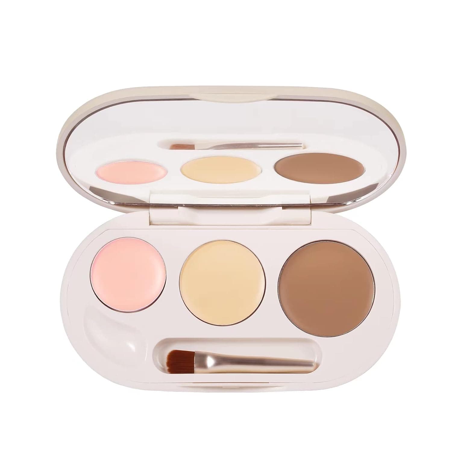 Kasither 3 Shades Makeup Contour Palette,Cream Concealer Kit,Face Contouring Highlighter Palettes,Correct and Conceal Dark Circles, Wrinkles, and Redness,Professional Base Foundation Makeup Cream (3 Colors)With Mirror & Brush (#03)