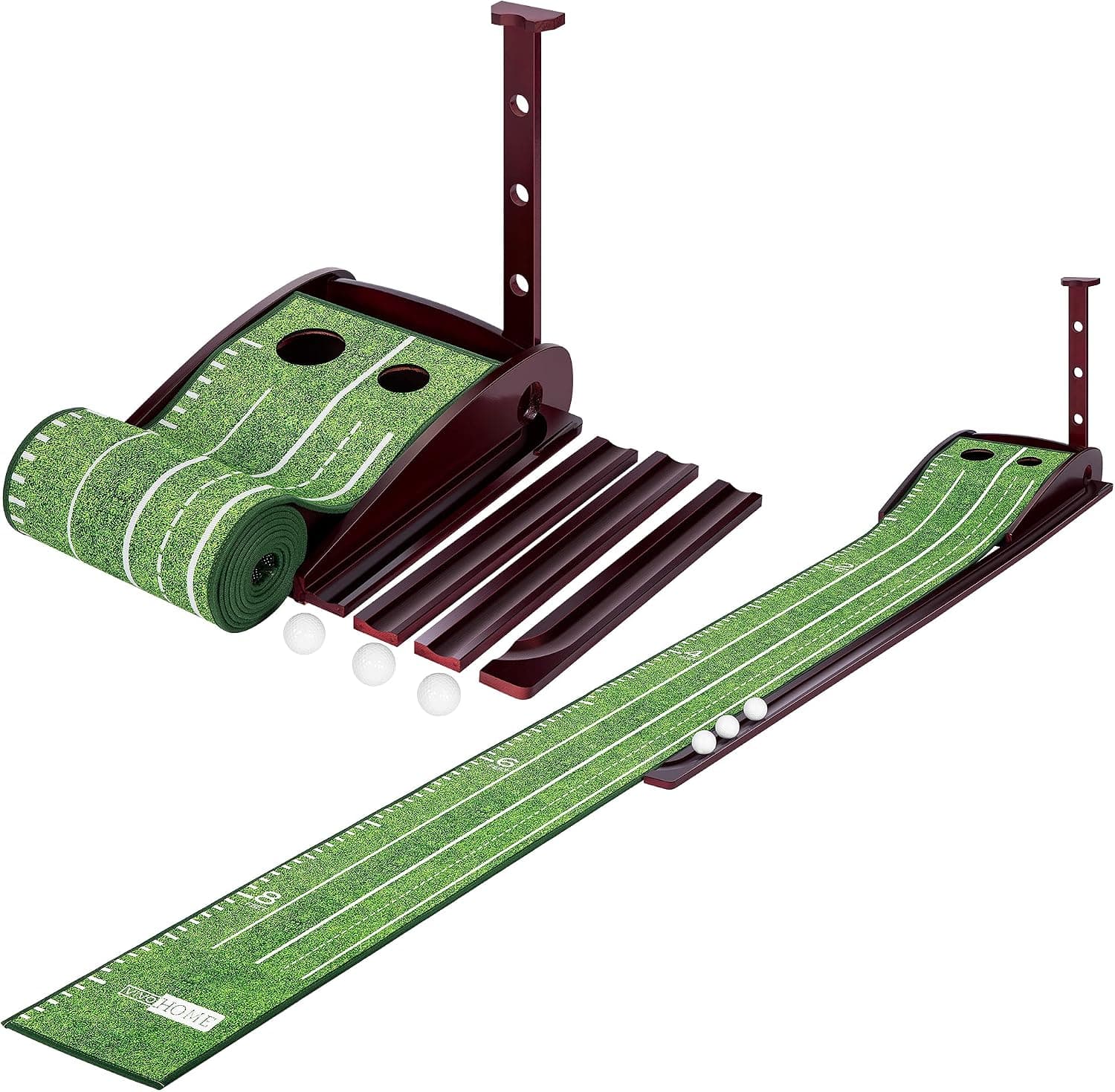 VIVOHOME Golf Putting Mat, Indoor Putting Green with Automatic Ball Return, 3 Balls, Solid Wood Base for Home Office