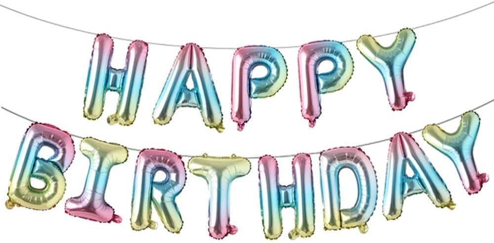Happy Birthday Balloons, Aluminum Foil Banner Balloons for Birthday Party Decorations and Supplies (Rainbow)