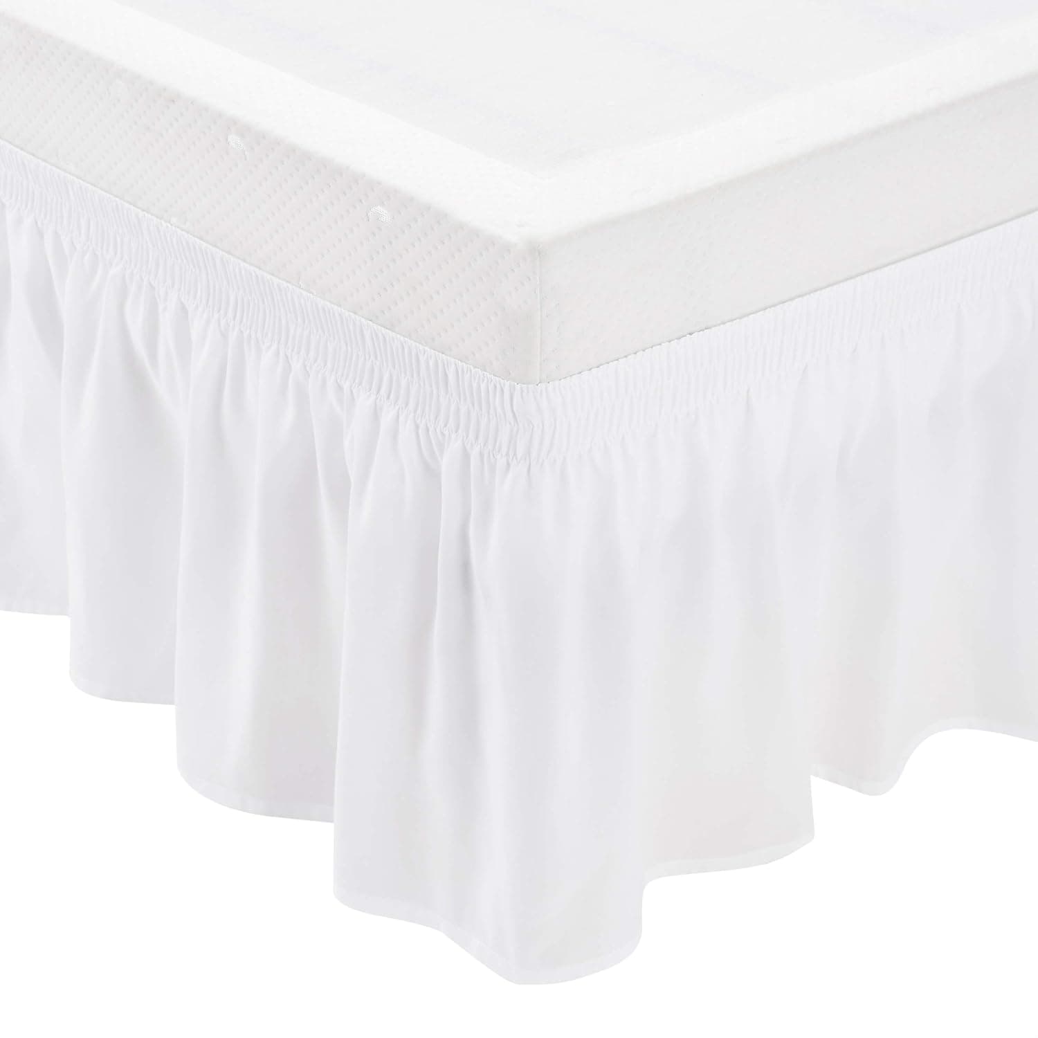 Amazon Basics Lightweight Elegantly Styled Ruffled Bed Skirt, Three Sided Wrap Around with Easy Fit Elastic, 16" Drop- Twin/TwinXL, Bright White