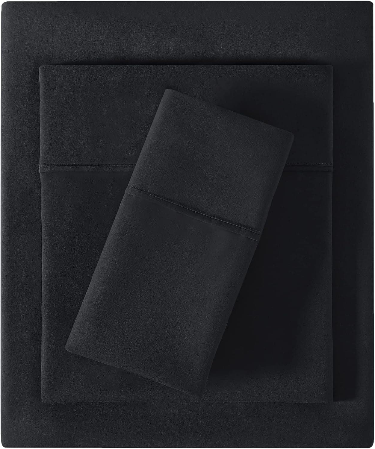 softan Twin Size Sheet Set - Soft Twin Bed Sheets - Brushed Microfiber Fitted Sheet with 15" Deep Pockets - Breathable 3 Pieces Sheet Set for Single Bed - Bedding Sheets & Pillowcases, Black