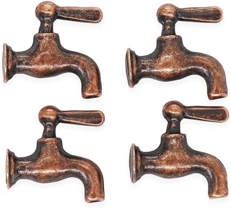 Odoria 1/12 Miniature Faucet 4Pcs Dollhouse Decoration Accessories, Copper