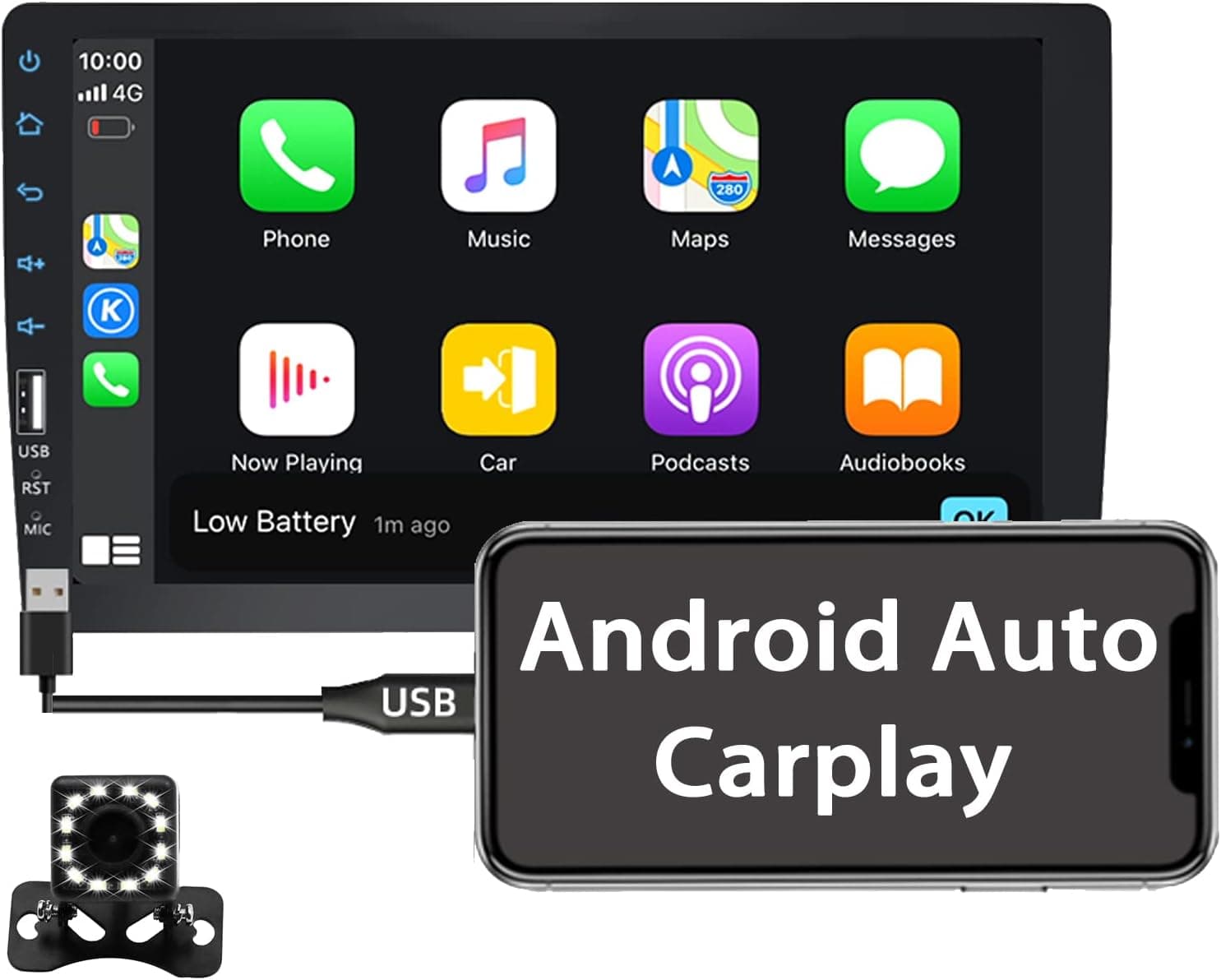 Binize Car Stereo Radio Compatible with Carplay Android Auto 9 Inch Single Din Touch Screen Multimedia MP5 Player Head Unit Support FM,AM,Bluetooth,reversing Image Input, Steering Wheel Control