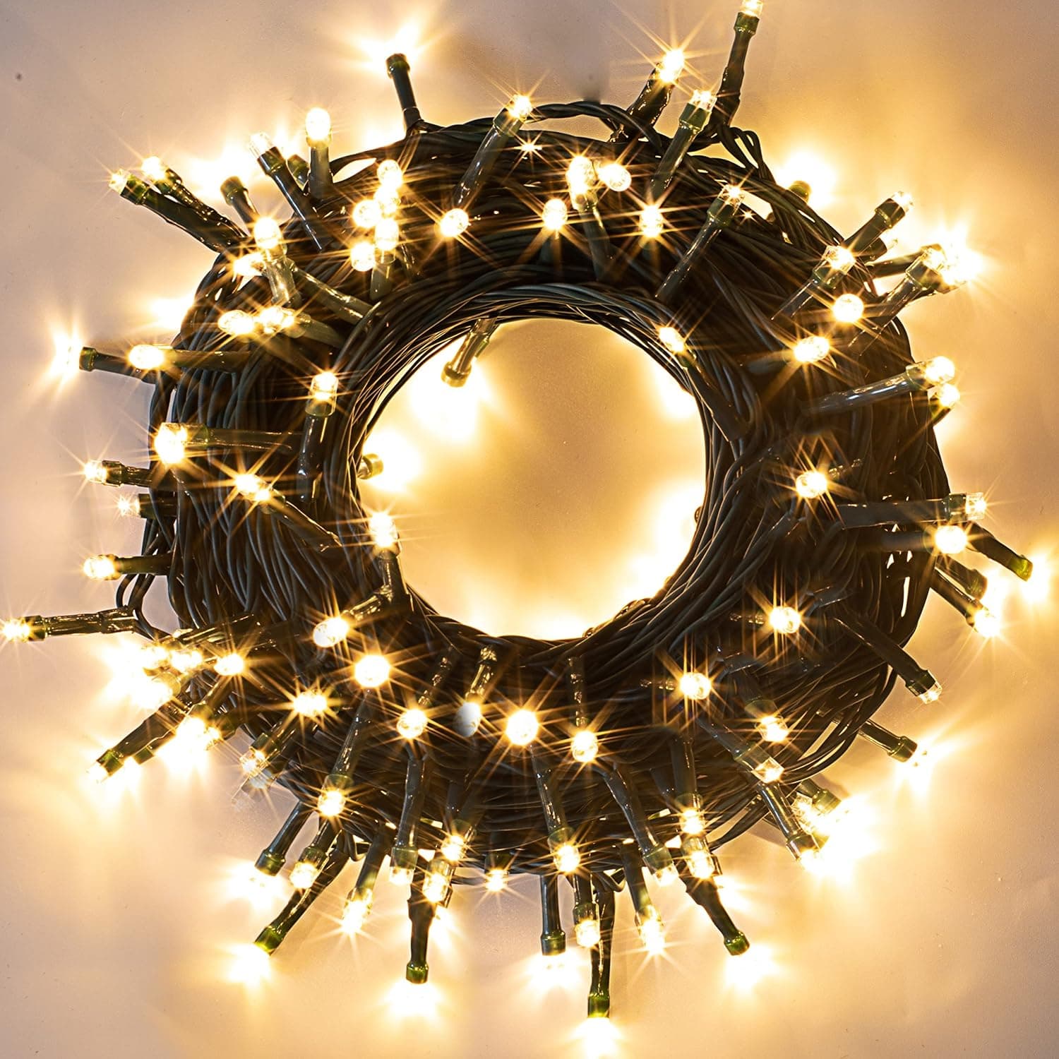 Joiedomi 59.38 FT 150 Count Christmas Warm White LED String Lights, Holiday String Lights Green Wire with F5 Bulbs Count for Christmas Holiday Indoor and Outdoor Garden Christmas Trees