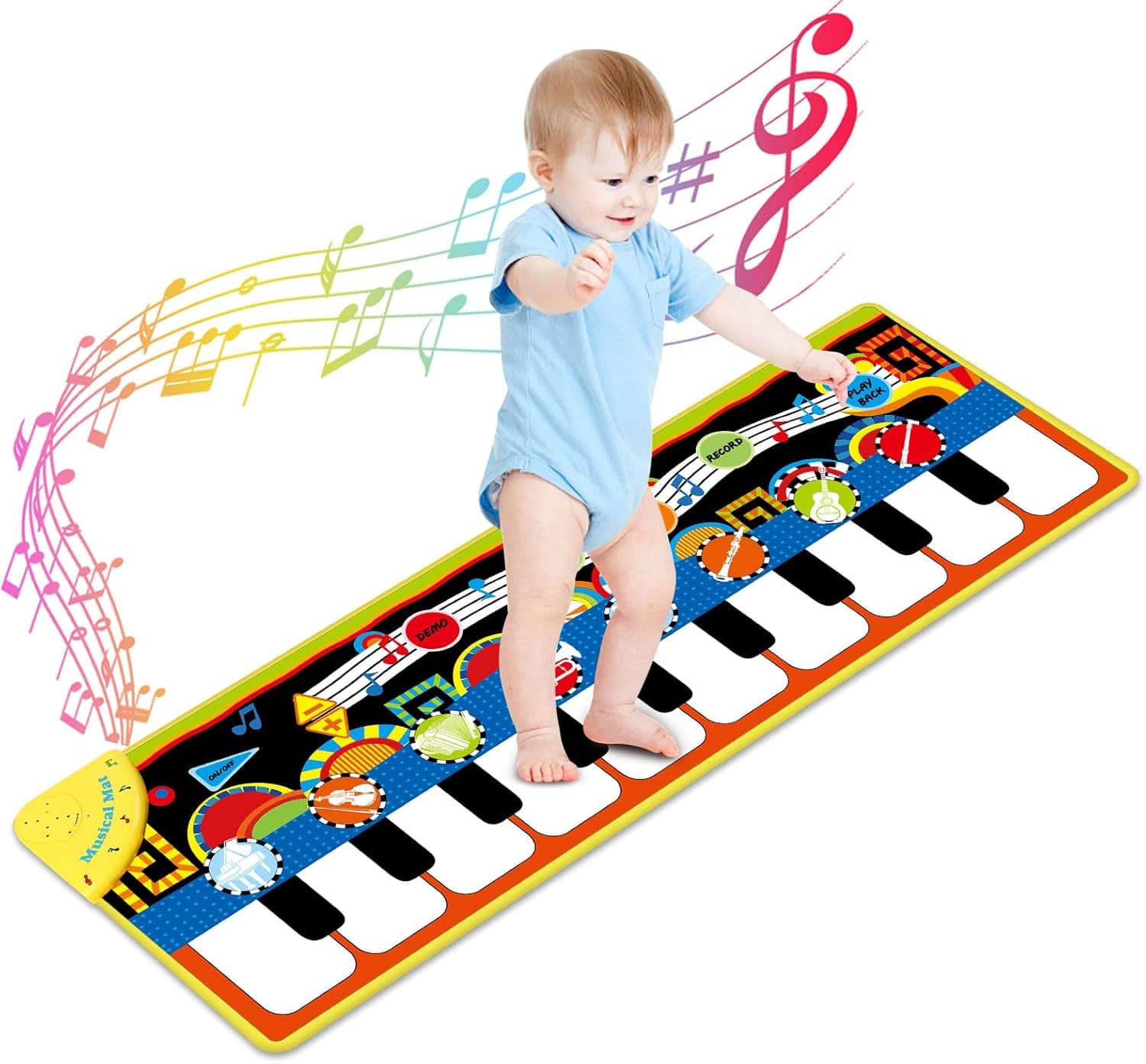 Cyiecw Piano Mat, Toddler Toys Musical Mat with 25 Music Sounds Floor Piano Keyboard Mat Carpet Touch Playmat Educational Toys Gifts for Baby Kids Boys Girls 1 2 3+ Year Old