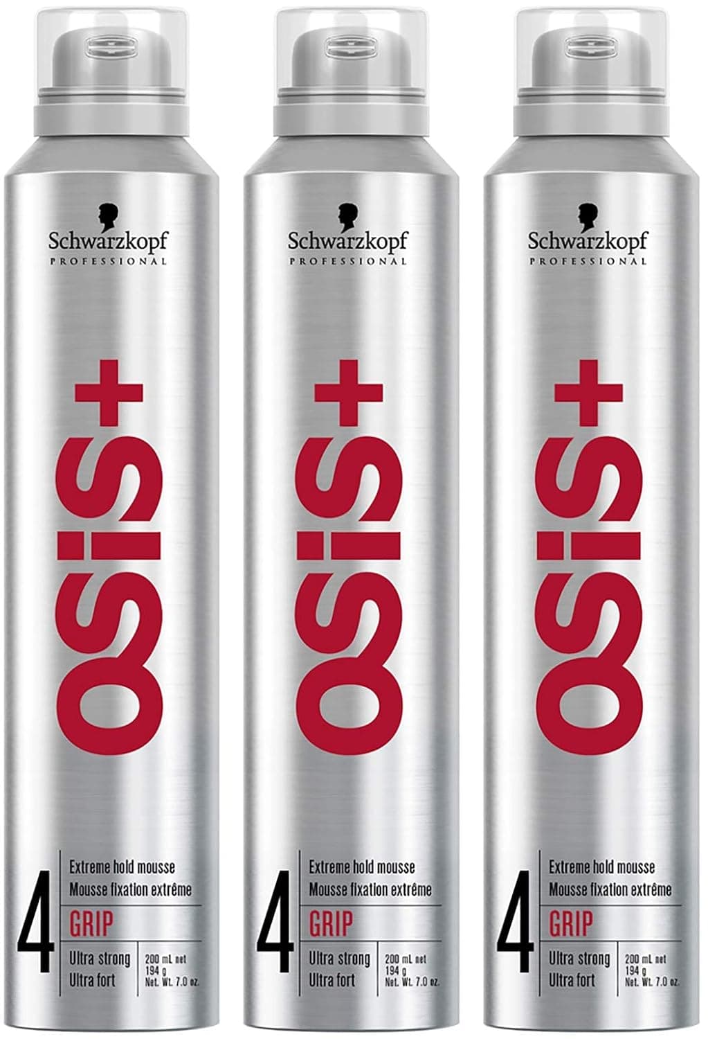 OSiS+ Grip Extreme Hold Mousse – Extra Strong Control and Volume with Lasting Definition and Natural Shine – Volumizing Formula Protects Against Blow Dry Damage, 7 oz