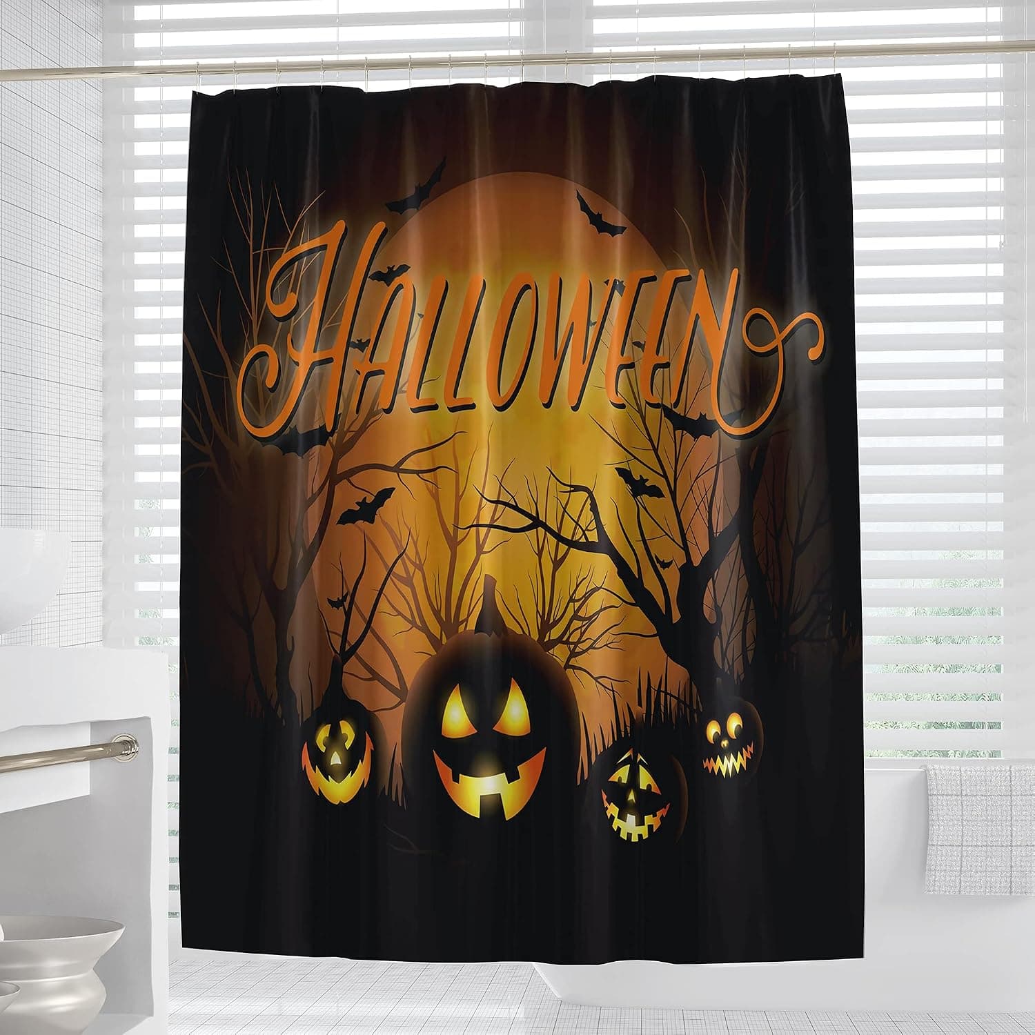 Halloween Shower Curtain for Bathroom Maleficent Scary Curtains 72x72 Inch