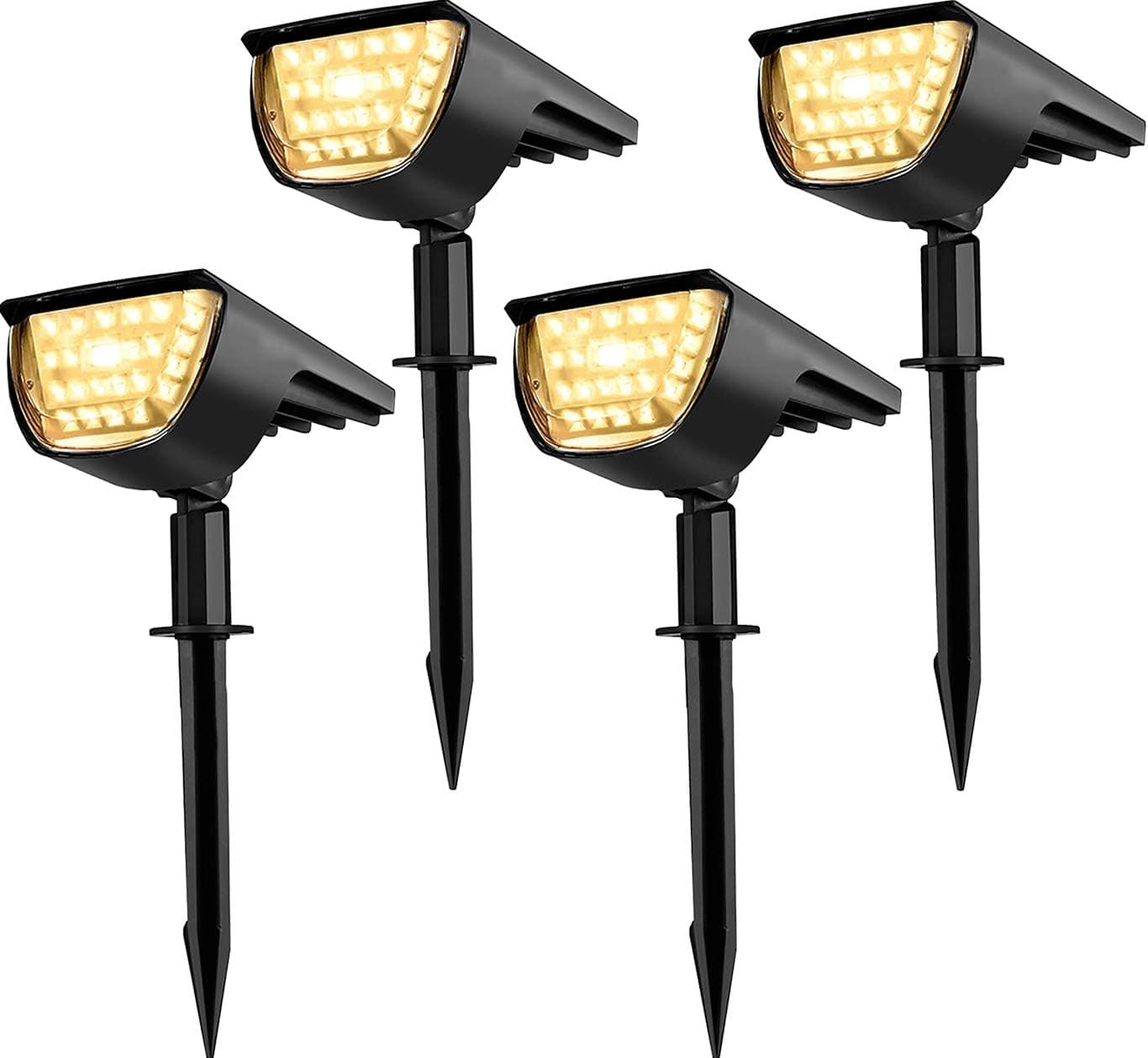 Solar Landscape Spotlights Outdoor,32 LED ZHENREN IP65 Waterproof Solar Powered Wall Lights,3 Light-Modes Solar Landscaping Lights for Yard Garden Driveway Porch Walkway Pool Patio(4 Packs Warm White)
