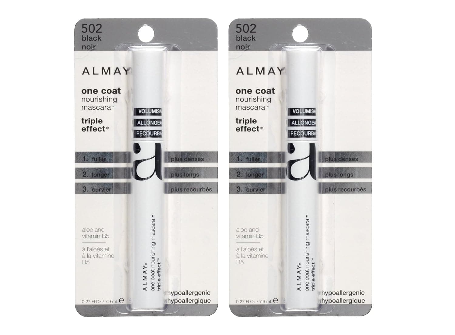 Almay One Coat Triple Effect Mascara, Black - Pack of 2