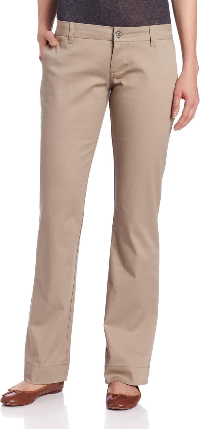 Dickies Girl Junior's 4 Pocket Bull Bootcut Pant,Khaki,7