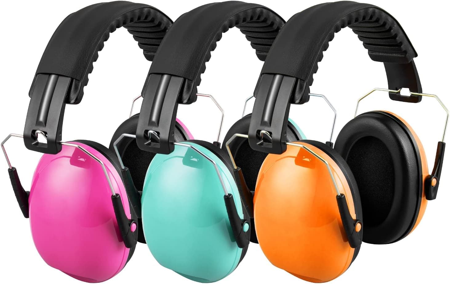 MelonArt 3 Pack Kids Ear Protection Earmuffs Safety Hearing Protection Headphones Adjustable Noise Reduction Fit for Autism Sensory Kids Chirldren (Mint, Pink, Orange)