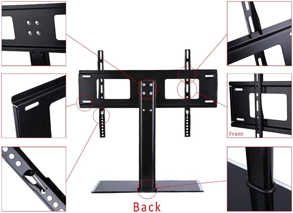 TV Mount Stand, Heavy Duty Adjustable Table Bracket Flat Screen TV Table Bracket with Stand/Base Television Holder Pedestal fits 37"-55" TV LED LCD Flat Screen Holds up to 132lbs