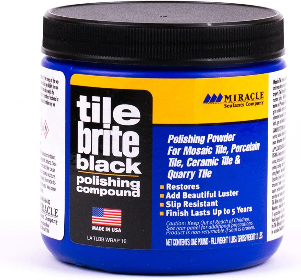Miracle Sealants TIL/BRI BL 1 LB Tile Brite Natural Polishing Compound, 1-Pound, Black