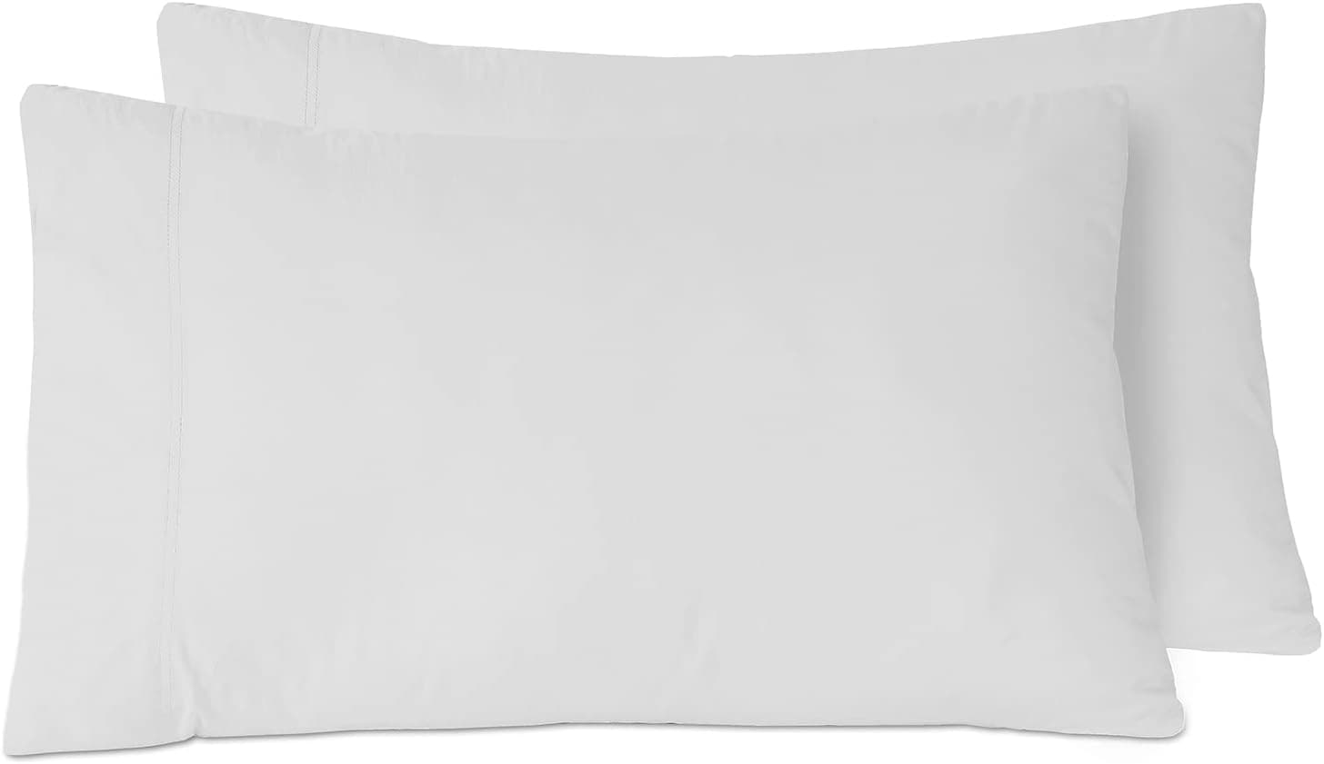 Boston Linen Co. Standard Size Pillowcases Pack of 2, 400 Thread Count 100% Cotton, Sateen Weave Hotel Quality Pillow Cases Queen, Soft & Breathable Pillow Covers - White