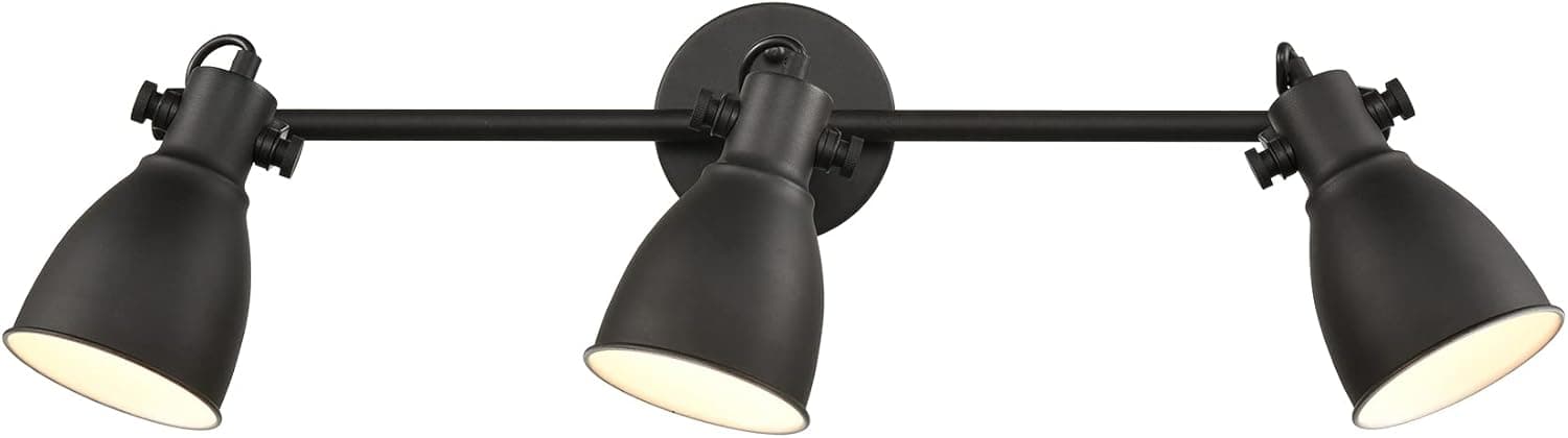 YUBOLE Industrial Wall Sconce Matte Black 3-Light Track Lighting Wall Mount or Ceiling Tracking Lights Metal Vanity Lighting