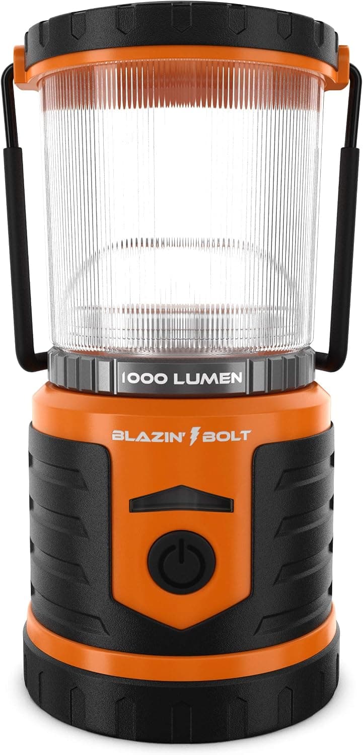 Blazin' USB Rechargeable Lantern Battery Power Bank | 12,000 mAh Phone Tablet Charger | 350 Hour Light | 1000 Lumen | 6 Modes | Emergency, Hurricane, Power Outage (Orange)
