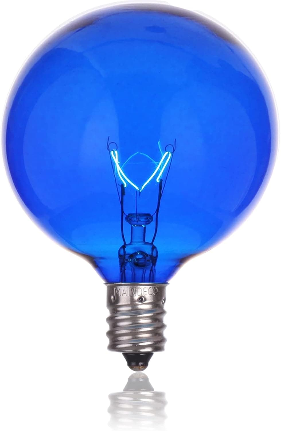 MAINDECO G50 Light Bulbs,120V 7W Globe Replacement Bulbs, Incandescent C7/E12 Candelabra Screw Base Sockets Vintage Edison Light Bulb for Indoor Patio String Lights Christmas Lights Decor Blue