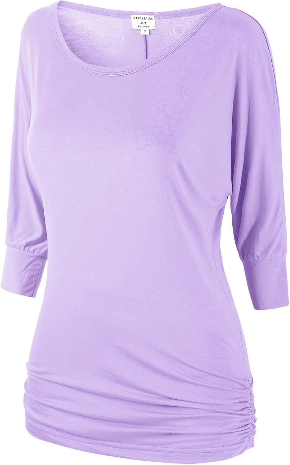 Match Women's 3/4 Sleeve Drape Top with Side Shirring