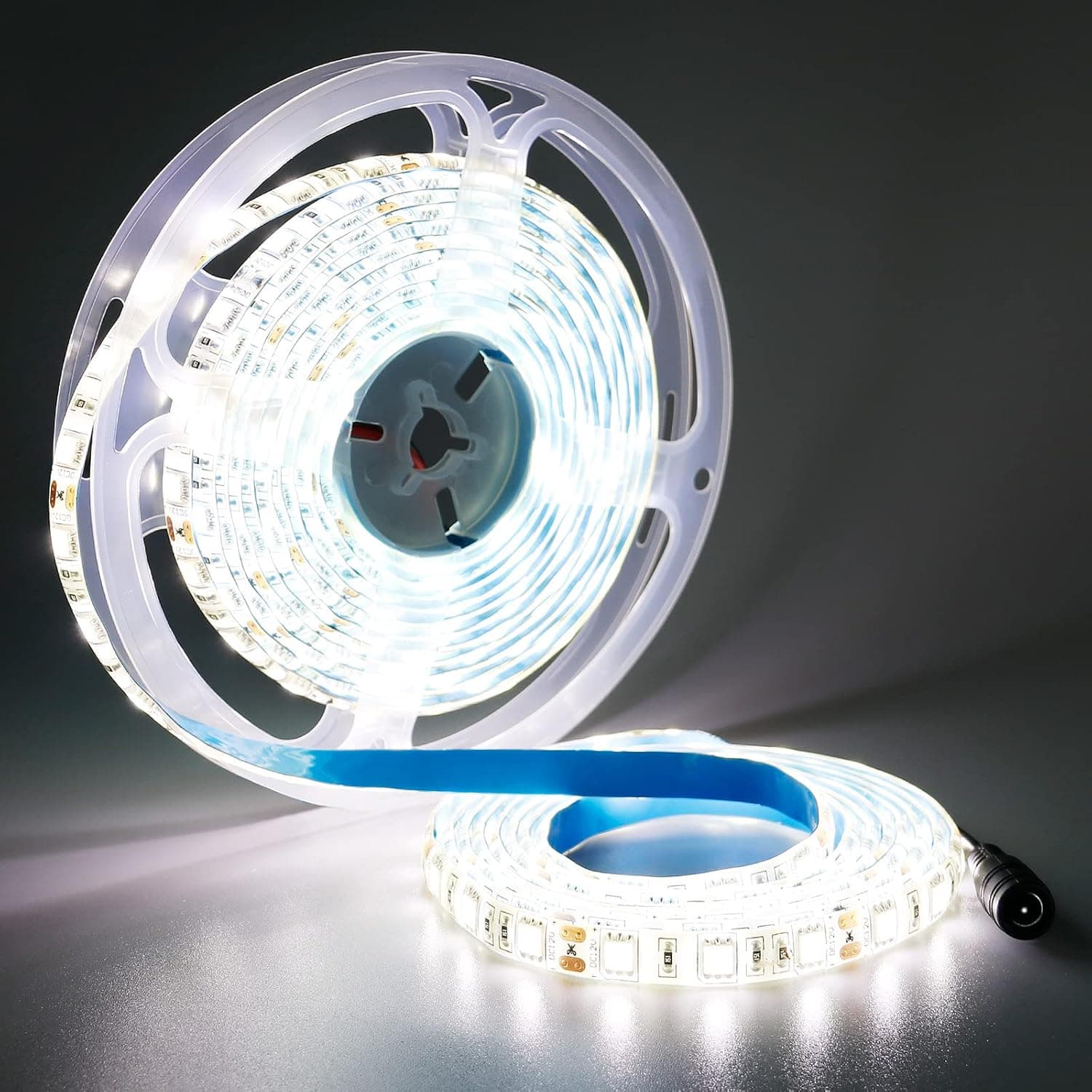 YUNBO LED Strip Light Natural White 4000-4500K, 16.4ft/5M 300 Units Cuttable SMD 5050 12V Waterproof Flexible LED Tape Light for Home, Kitchen Cabinet, Living Room Lighting Decoration