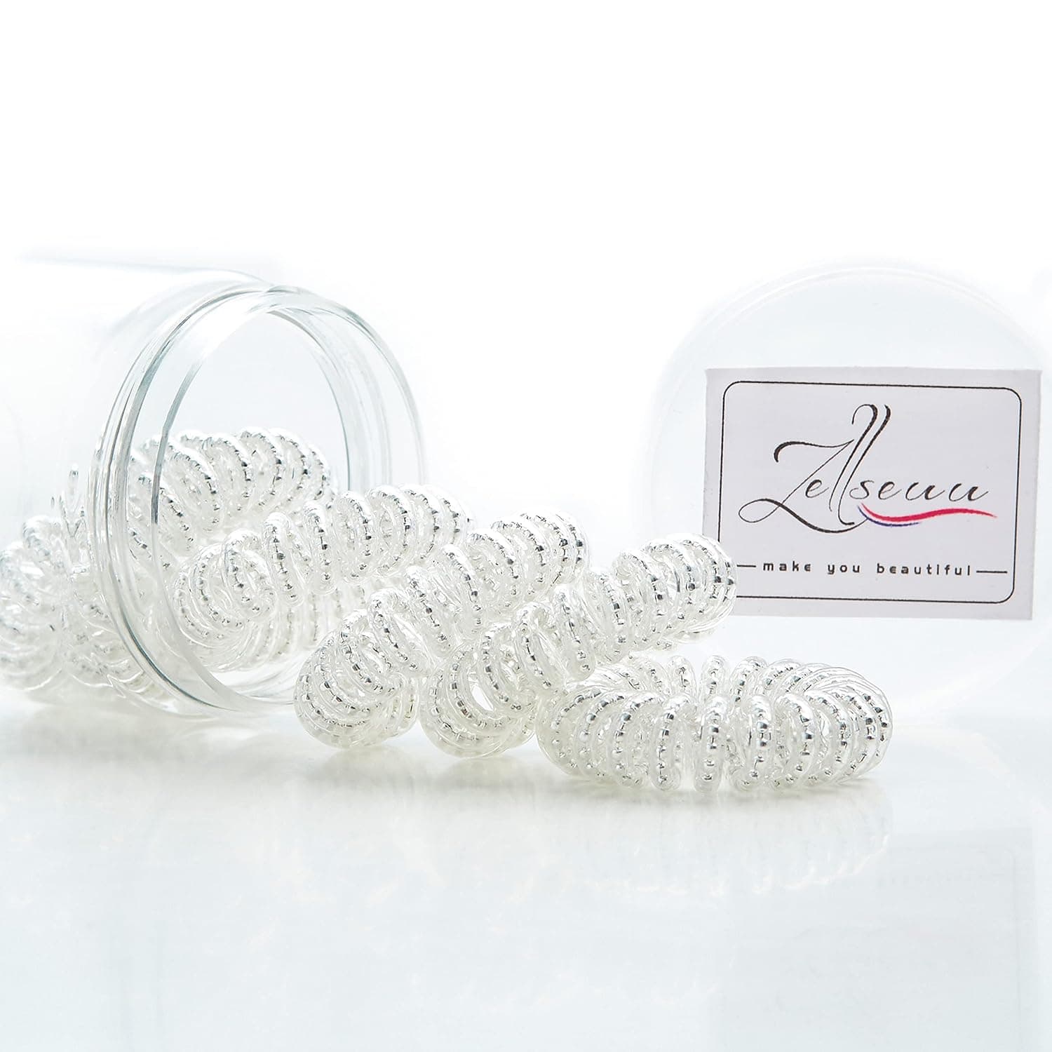 ZellSeuu Classic Spiral Hair Ties -6 PCS,Phone Cord Hair Accessories ,Coil Hair Bands,Suitable for Various Hair Braid Such as Ponytail and Ball Braid, Used for Thin Hair to Thick Hair (Silver)