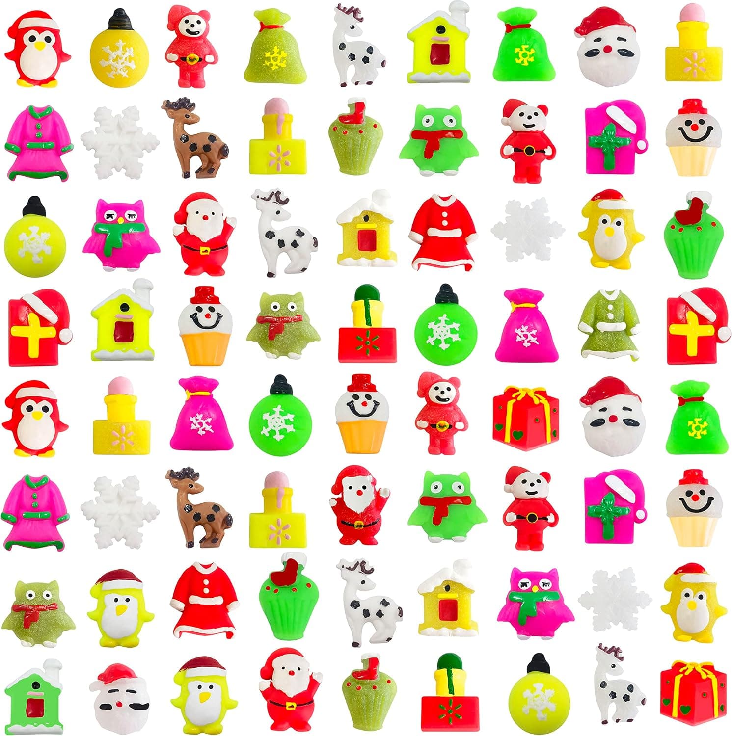 72Pcs Christmas Kawaii Squishies,Mini Mochi Squishy Squeeze Toys Stress Reliever Anxiety Packs for Kids Christmas Party Favors (Christmas)