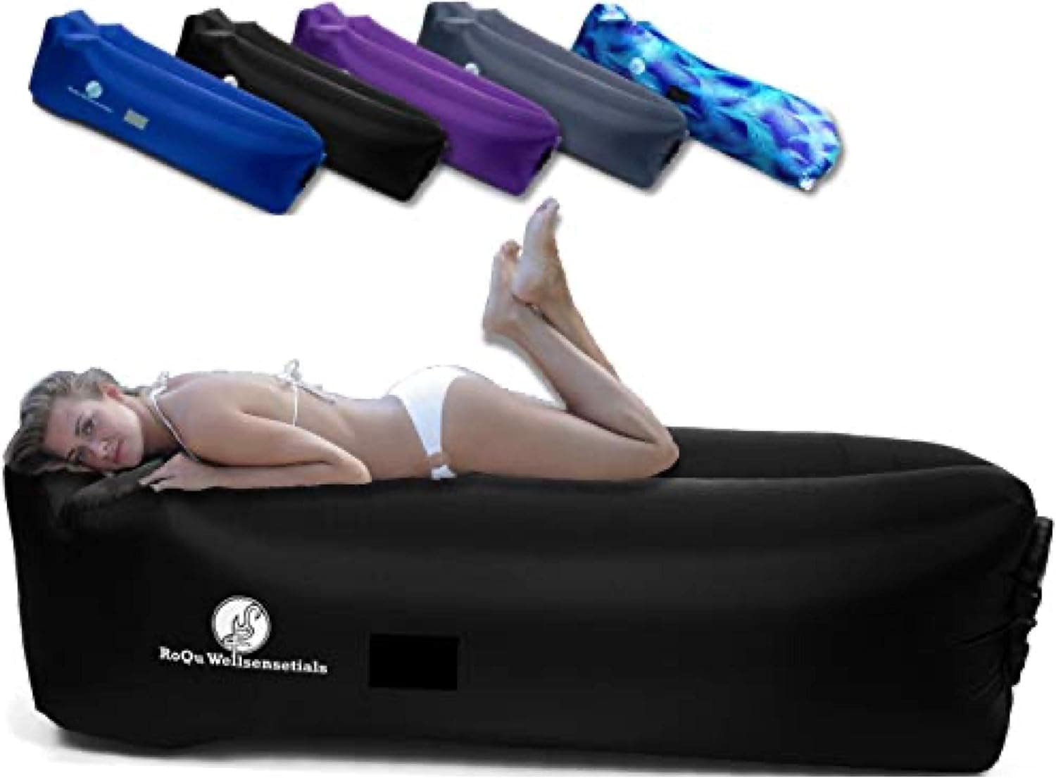 Inflatable Air Couch Lounger Sofa, Chair, Hammock, and Bed - Fun & Easy Inflating and Anti-Deflate Technology Best for Traveling, Camping, Picnic, Hiking, Festival, & Beach (Classic Black)