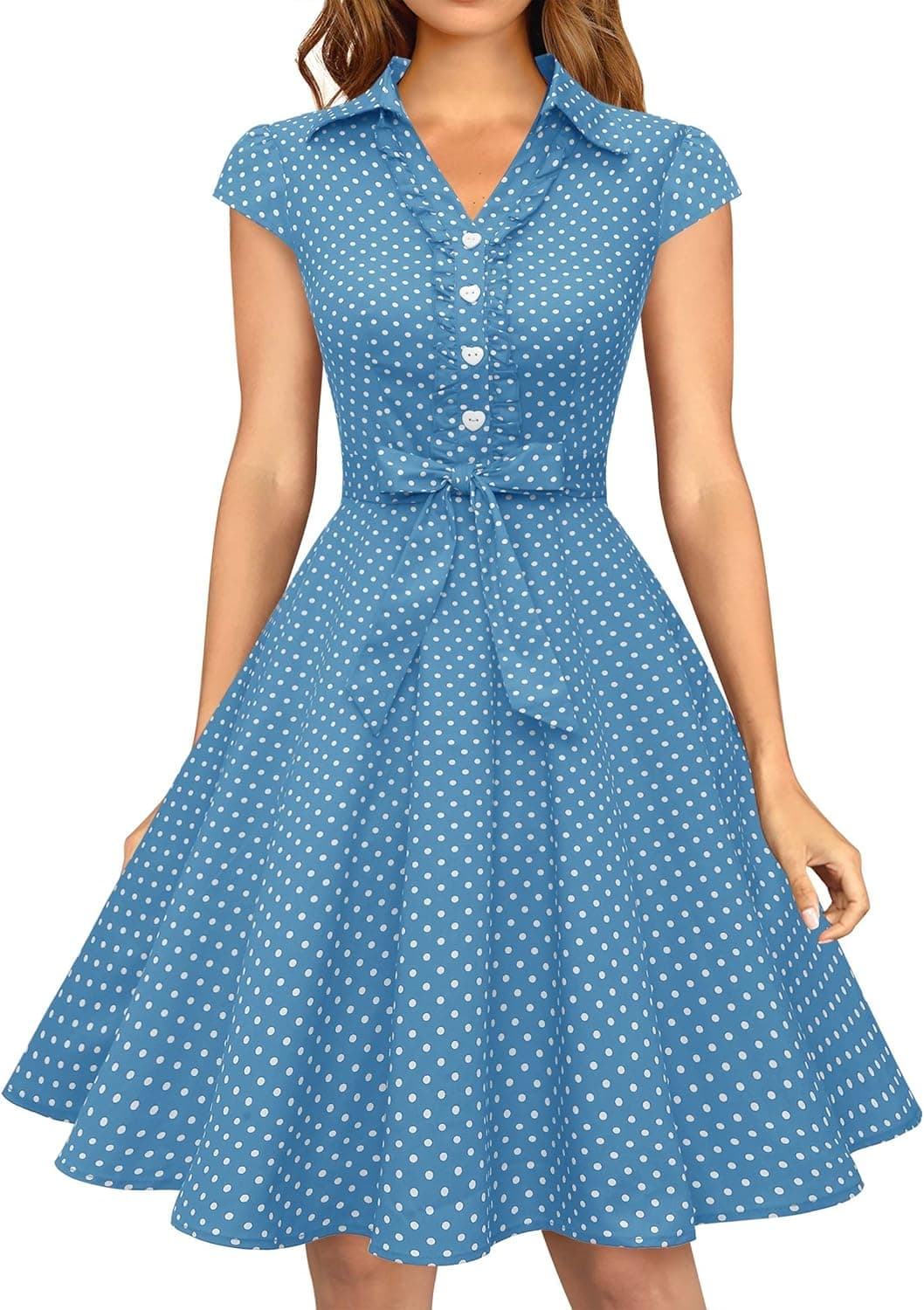 Wedtrend Women's 1950s Retro Rockabilly Dress Cap Sleeve Vintage Swing Dress